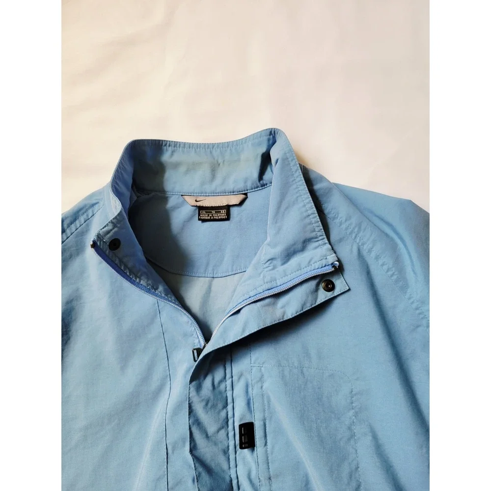 Nike Nylon Windbreaker Jacket Full Zip Pockets Light‎ Blue Sz XL